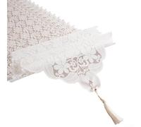 Lace Table Flag with Traditional Rose Bouquet Embroidery for Dining Table or Cabinet Cover Enhances Formal and Casual Dining Settings (40 * 180cm)