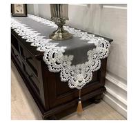 Lace Table Runner for Oval Table, Embroidered Dust Cover with Tassels, Decorative Dresser Tablecloth, TV Cabinet Cloth