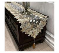 Lace Table Runner for Oval Table, Embroidered Dust Cover with Tassels, Decorative Dresser Tablecloth, TV Cabinet Cloth