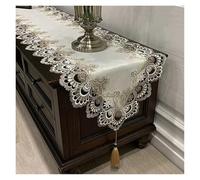 Lace Table Runner for Oval Table, Embroidered Dust Cover with Tassels, Decorative Dresser Tablecloth, TV Cabinet Cloth