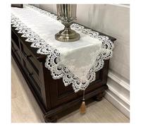 Lace Table Runner for Oval Table, Embroidered Dust Cover with Tassels, Decorative Dresser Tablecloth, TV Cabinet Cloth