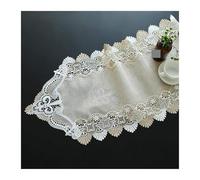 Lace Table Runner， Table Runner Embroidered Lace Rustic Linen Fabric Floral(Bruin,50 * 200cm)