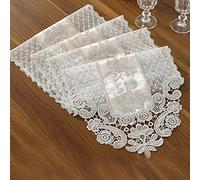 Lace Table Runner,White Lace Fabric Boho Table Runners Classy Macrame Rectangle Table Runner Rustic Decor Cloth Cover, Embroidered Rectangular Table Dresser Scarf for Wedding 30x150cm