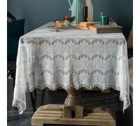 Lace Tablecloth Rectangle Table cover solid White Coffee Table Table cloth for Kitchen Dining Farmhouse Wedding Party Decor