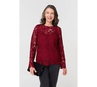 Lace Texture Layered Long Sleeve Blouse Izabel London Red 12