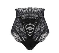 Lace Thongs for Women Sexy Black Open Crotch Knickers Cotton Panties G Strings Floral Thong Crotchless Tummy Control Lingerie Girls Underwear UK Novelty G-Strings, & Tangas Multipack