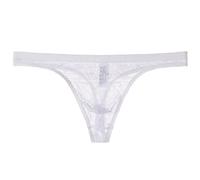 Lace Thongs G-String Men's Underwear Sexy See-Through Underpants for Men UK Hot Sissy Tanga Thong Bulge Pouch G String Erotic Briefs Suitable Lingerie for Stag Do Fancy Dress Costume White