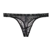 Lace Thongs G-String Men's Underwear Sexy See-Through Underpants for Men UK Hot Sissy Tanga Thong Bulge Pouch G String Erotic Briefs Suitable Lingerie for Stag Do Fancy Dress Costume Black