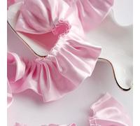 Lace Trim,1Yard 5.5cm Pink Black White Red Shiny Satin Pleated Ribbon Fabric Ruffle Edge Hem for DIY Crafts Baby Dress Bouquet(Pink)