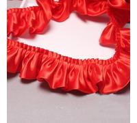 Lace Trim,1Yard 5.5cm Pink Black White Red Shiny Satin Pleated Ribbon Fabric Ruffle Edge Hem for DIY Crafts Baby Dress Bouquet(Red)