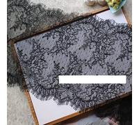 Lace Trim,3 Meters Long 24.5CM Wide Double Edging Eyelash Chantilly Lace Trimming Wedding Lace Trim French Lace Trim(Black)