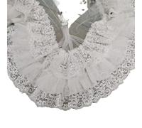 lace Trim Lace Trim 4 Pcs 10CM Wide Three Layers Pleated Chiffon Fabric Fringe Ribbon Collar Ruffle(Wit)