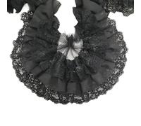 lace Trim Lace Trim 4 Pcs 10CM Wide Three Layers Pleated Chiffon Fabric Fringe Ribbon Collar Ruffle(Black)