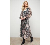 Lace Trim Midi Fit And Flare Dress Oasis Floral 12