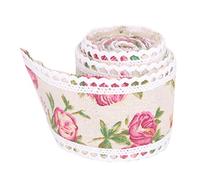 Lace Trim Ribbon 2M Roll | Burlap Flower Lace for Wedding Cakes/DIY Crafts/Clothing Accessories | Blossom Pattern Linen Ribbon Decor