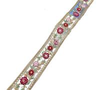 Lace Trim Ribbon， Printed Embroidered Lace Ribbon 5yards 40mm Multicolor DIY Sewing Curtain Tablecloth Decor(Red)