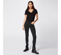 Lace Trim Short-Sleeved V-Neck T-Shirt Black