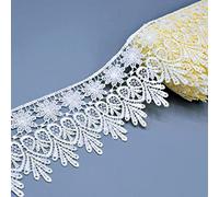 Lace Trim,Vintage Ribbon 3.1" Embroidery Flower with Fringe Leaf Edge for DIY Crafts, Sewing(Beige,2.1 Yards)