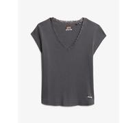Lace-trimmed women's T-shirt Superdry Essential Gris L