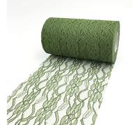 Lace Tulle Organza Roll Fabric for Wedding Birthday Party Backdrop Decoration Table Runner and Home Garden DIY 6" by 25 Yards (Army Green)