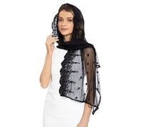 Lace Turban Veil Religious Hijab Scarf For Formal Occasions Elegant Head Scarf For The Catholic Church Daily Wear Scarf Wrap Gathered, black, One Size