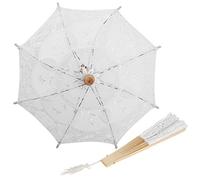 Lace Umbrella with Fan, Elegant Lace Parasol for Women, Delicate Wedding Bridal Sun Umbrella, Stylish Photography Prop and Party Decor, Durable Metal Ribs for Dancing and Special O