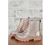 Lace-up and zipped ankle boots for children, nursery collection gold