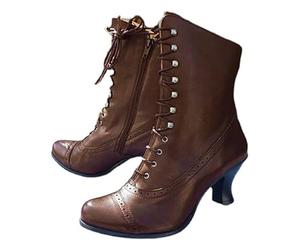 Lace Up Ankle Boots for Women Wide Fit Gothic Steampunk Boots Ladies High Heels Victorian Booties Outdoor Round Toe Stiletto Heel Short Boot Fashion Retro Shoes