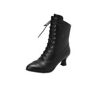 Lace-Up Ankle Boots Women's Lined Elegant Winter Ankle Boots Leather Vintage Victorian Boots Women's Laces Steampunk Ankle Boots with Heel Zip Half Height Boots, Z01 black, 41 EU