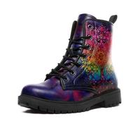 Lace-Up Artistic Floral Combat Boots for Girls and Boys, Slip-Resistant Casual Motorcycle Boots for Men and Women