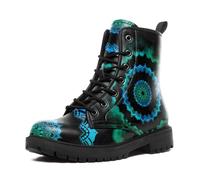 Lace-Up Artistic Floral Combat Boots for Girls and Boys, Slip-Resistant Casual Motorcycle Boots for Men and Women