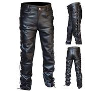 Lace-up leather trousers with side lacing, biker leather trousers, men's women's biker jeans, lace-up leather jeans, motorcycle lace-up jeans, leather black motorcycle trousers, biker trousers
