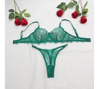 Lace-Up Lingerie Set for Women Pure Color Bra Panty