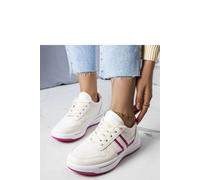 Lace Up Sneakers With Pink Inserts And Black Rubber Sole Olympia