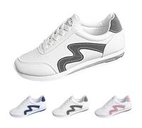 Lace Up Sneakers Womens Leather Low Top Casual Tennis Shoes，Ladies Casual Lightweight Comfortable Non-Slip Soft Sole Walking Shoes for Daily Wear Work Office and Party Size 5.5 Grey