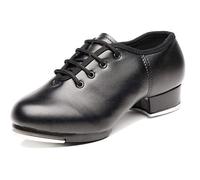 Lace Up Split Sole Tap Dance Shoes,Leather Shoes,Easy to Adjust,Non-Slip Design,Crisp Sound,Suitable for Casual Dance,Practice Classes,Formal Competitions m27 Black