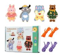 Lace Up Toy for Kids, Educational Basting Toys - Wooden Lace Up Dinosaur Shape - Early Educational Toy Schools, Kindergartens