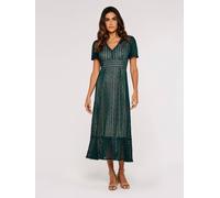 Lace V-Neck Midi Dress Apricot Green 10