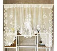 Lace Valances for Windows 1 Panel Semi-Sheer Net Curtains Rod Pocket Floral Patterned Boho Farmhouse Short Curtains Swag for Closet Kitchen Bedroom Living Room Cafe