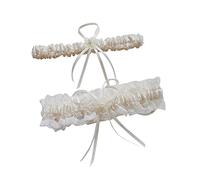 Lace Wedding Garters for Bride Pearl Stretch Prom Garter, Women Wedding Bridal Legs Garter Set, Ivory, One Size