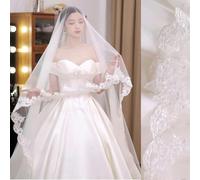 Lace Wedding Veil Appliques Bridal Veils-White-230cm