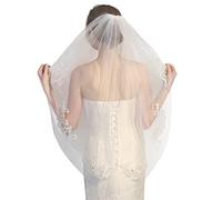 Lace Wedding Veil Bridal Printing Cathedral Head Veil Bride Crystal Soft Tulle Cut Edge Fingertip Hair Accessories with Comb for Women Brides Bachelorette Party (White A)