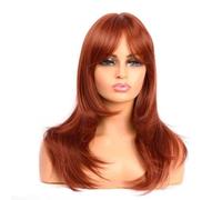 Lace Wig 20 Inches/50 Cm Long Layered Bangs Straight Synthetic Fiber Shoulder Length Hair Suitable for Daily Use Or Party Wigs Wigs Women