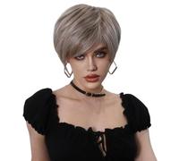 Lace Wig 24cm 10 Inch Women's Short Straight Hair with Side Bangs Short Hair Wig Full Head Cover Short Wigs Wigs Women