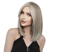 Lace Wig 39cm 16 Inch Small T Front Lace Short Straight Hair Hanging Ear Dyeing Ladies Daily Wear Wig Wigs Women
