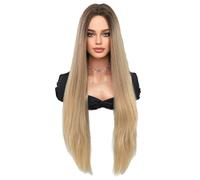 Lace Wig Daily Wear Wig for Women Long Middle Parted Straight Hair Full Head Nordic Style Natural Gradient Synthetic Wig Wigs Women