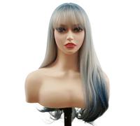 Lace Wig Daily Wig Headpiece Gradient Double Dyeing Long Curly Hair Air Bangs Simulation Hair Wig Set Wigs Women