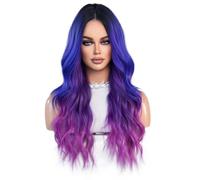 Lace Wig Gradient Middle Parted Wavy Curly Hair for Daily Wear Full Head Lace Wig Synthetic Wig Wigs Women