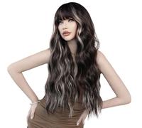 Lace Wig Highlighted Long Curly Hair Wig Big Wave Creative Stripe Design Full Head Wig Wigs Women