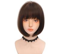 Lace Wig Short Hair Air Bangs Full Headpiece Hanging Ear Highlights Short Wig Natural Synthetic Wig Wigs Women
